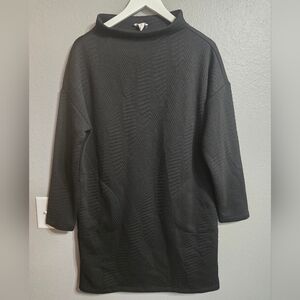 Tribal Funnel Neck Black Textured Dress Size Small